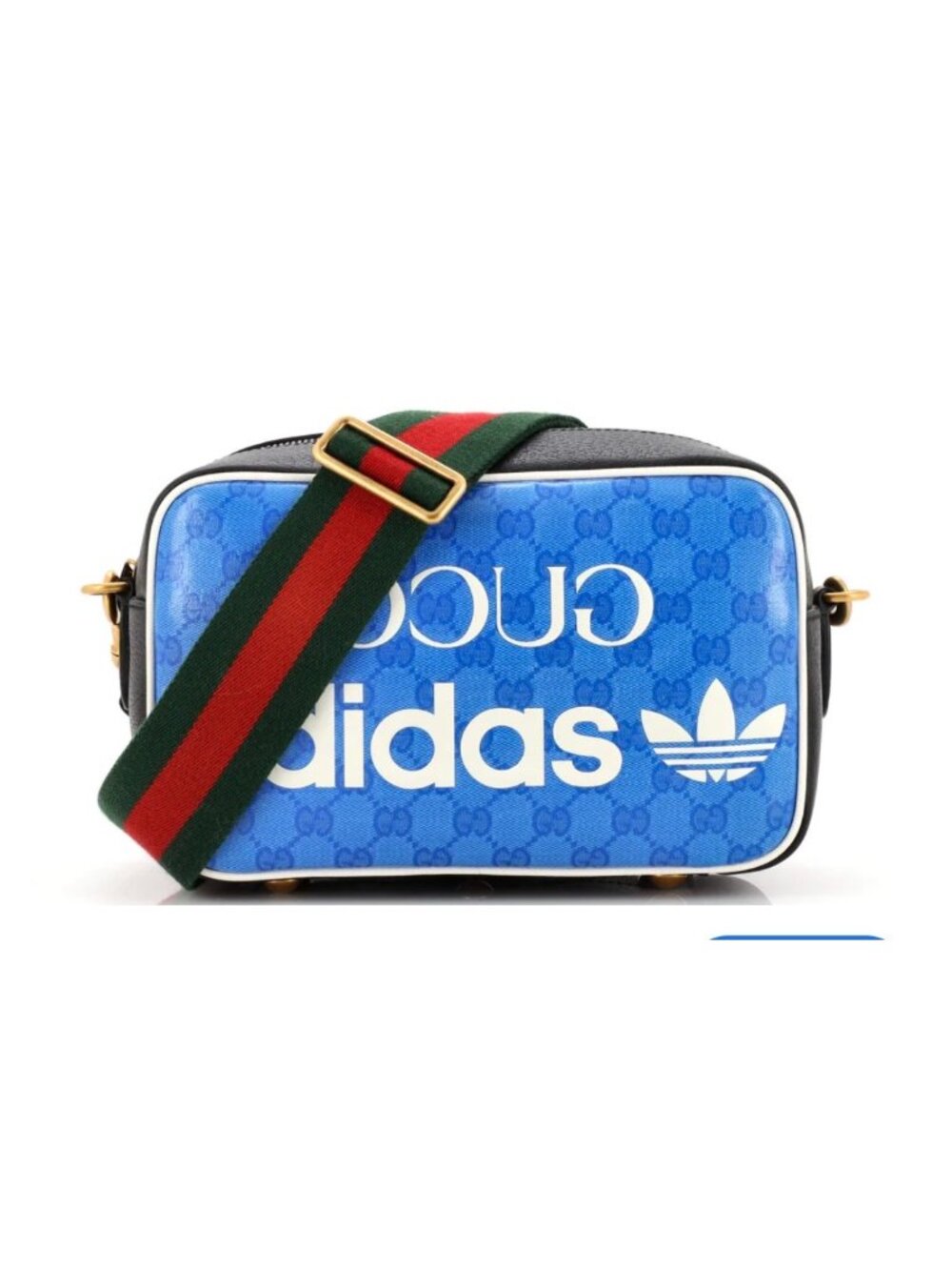 NWT Adidas X Gucci Blue GG Supreme Designer Crossbody Bag With Adjustable Strap